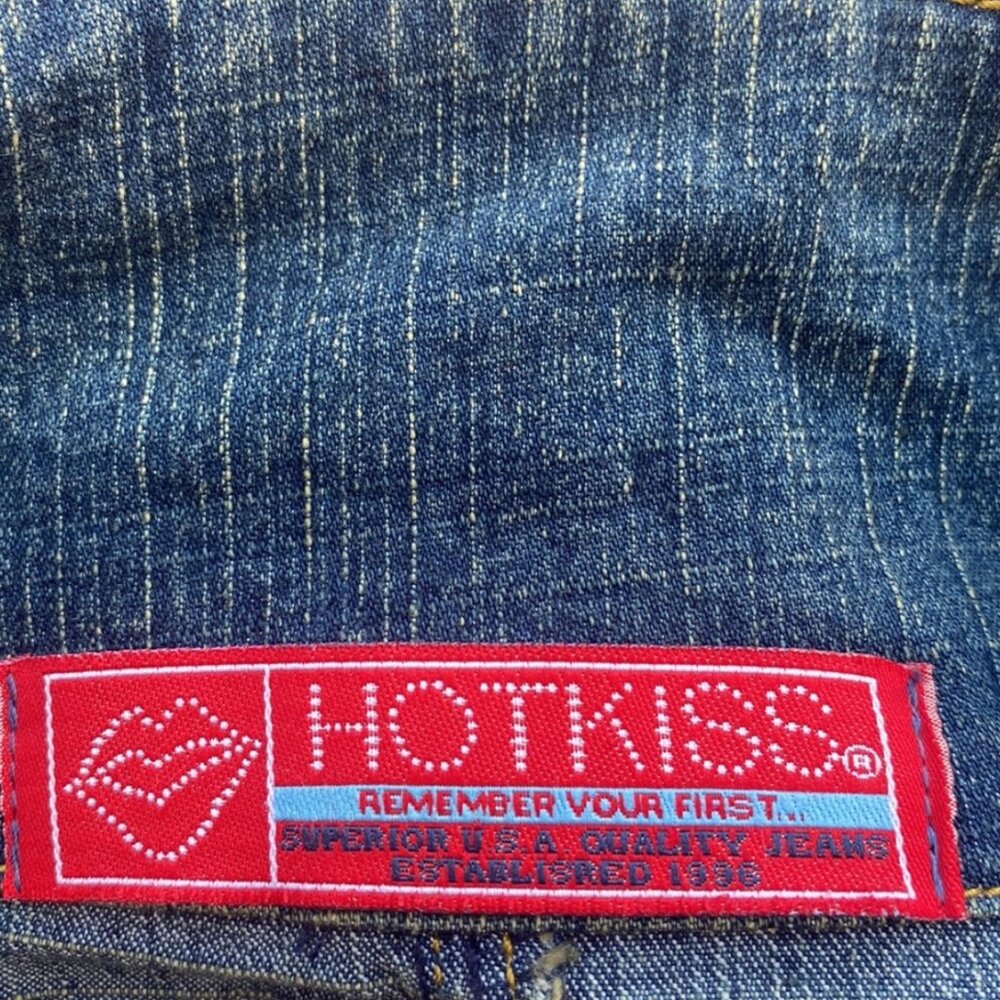 Vintage Hot Kiss Long Denim Jacket | 90s Y2K Blue Jean Trucker Coat 14 - Picture 8 of 11